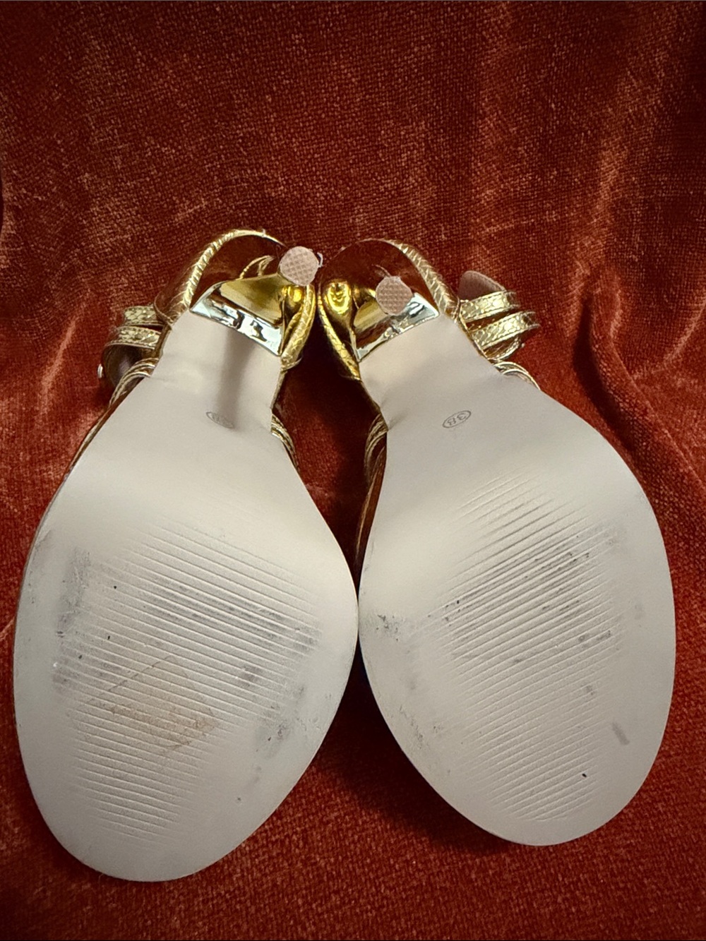 Gold Metallic Platform Ankle-Strap High Heels | 38 - Picture 9 of 12
